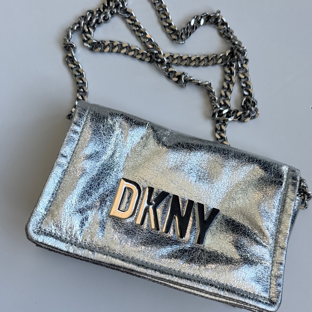 DKNY Metallic Silver Crossbody Bag